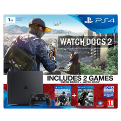 New Sony PlayStation 4 Slim Console, 1TB, with Watch Dogs 2 + Watch Dogs Games